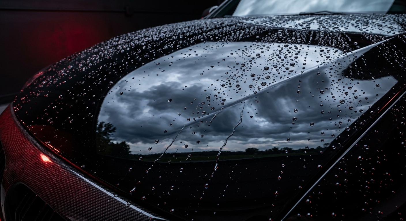 Ceramic coating water beading